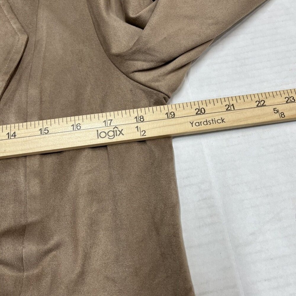 Simply Noelle Tan Faux Suede Convertible Zip Off Jacket Dusters Womens L XL - Picture 4 of 8